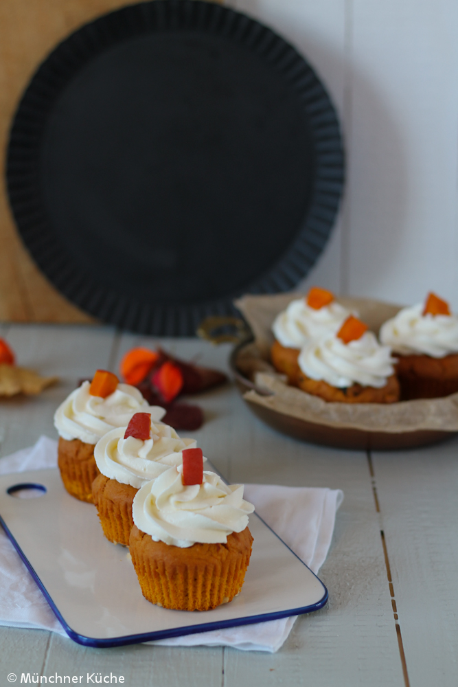 Kürbis Cupcakes mit Frischkäsefrosting - münchner-küche