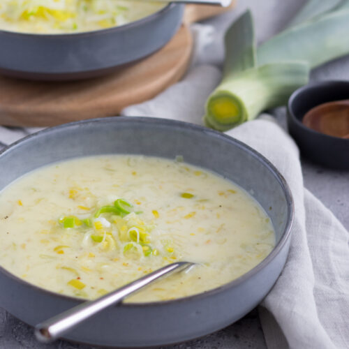 Vegetarische Käse-Lauch-Suppe