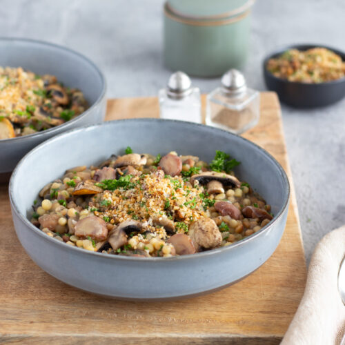 Warmes Winteressen: Maronen-Pilz-Fregola mit Gremolata